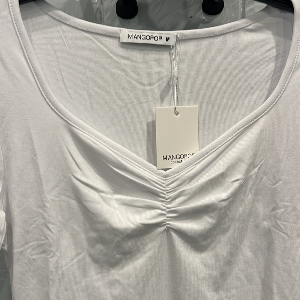 Mangopop White Long Sleeve Bodysuit NWT - Picture 3 of 4